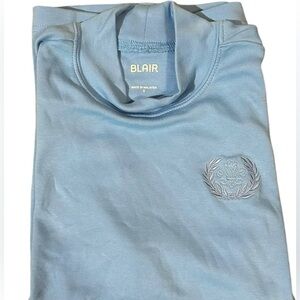 Blair Womens Shirt Size S Short Sleeve Blue Mock Neck‎ Turtleneck